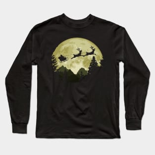 Santa Claus And The Moon Long Sleeve T-Shirt